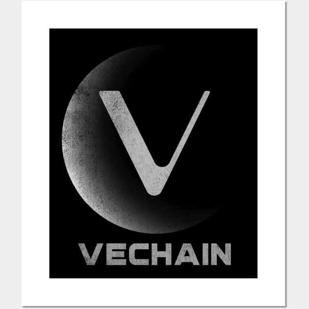 Vintage Vechain VET Coin To The Moon Crypto Token Cryptocurrency Blockchain Wallet Birthday Gift For Men Women Kids Wall Art by Thingking About